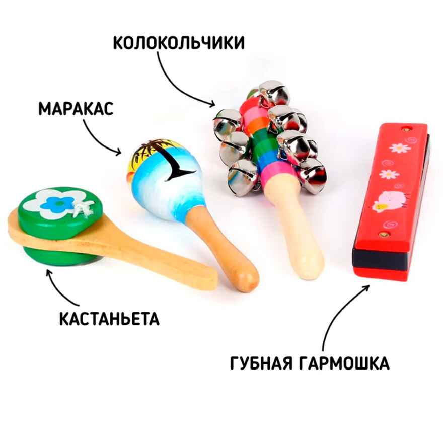 Набор музыкальных инструментов Весёлые мелодии №2, арт. 4482724, производитель Лесная мастерская, ISBN 290-0-04482-724-4, № 4