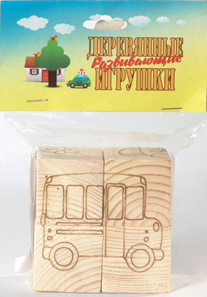 Пазл-раскраска Веселый транспорт. На 4-х кубиках, арт. Д178а, производитель АНДАНТЕ, ISBN 466-5-27282-252-9, № 1