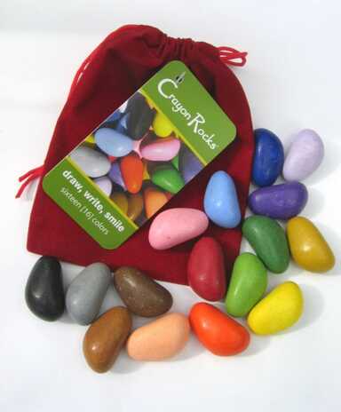 Мелки-камушки восковые Crayon Rocks 16 штук в красном бархатном мешочке, арт. CRREDW16, производитель Crayon Rocks, ISBN 72-8-02812-790-4№ 1