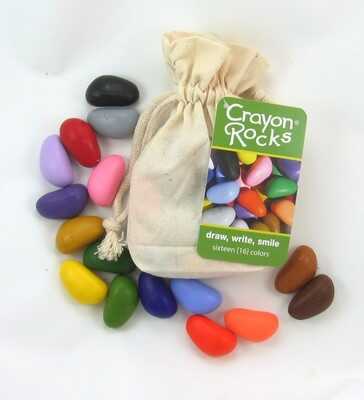 Мелки-камушки восковые Crayon Rocks 16 штук в льняном мешочке, арт. CRMuslW16, производитель Crayon Rocks, ISBN 70-5-10585-049-8№ 1