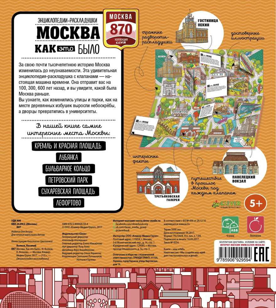 Москва. Как это было. Волкова Н. Энциклопедии-раскладушки, производитель Клевер (Clever) , ISBN 978-5-90692-959-4, № 6