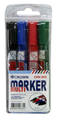 Набор маркеров перм. CPM-800/4 Multi marker 4осн.цв. ширина линии 3мм мягк.блист. Crown (24/192), производитель CROWN (Кроун), ISBN 880-3-65400-834-5№ 1