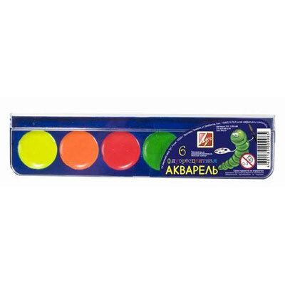ЛУЧ Акварель флуоресцентная 6 цветов без кисточки, арт. 21 С-1395-08, производитель Луч, ISBN 460-1-18500-998-5, № 1