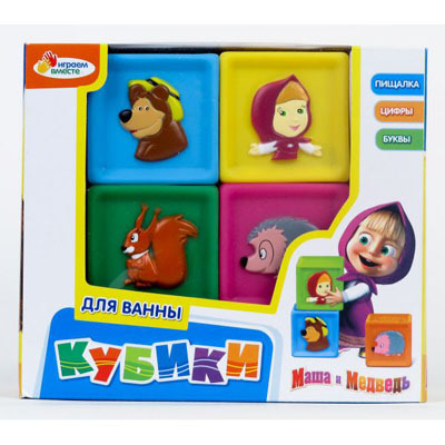 Игрушка для купания Набор из 4-х кубиков для купания Маша и Медведь, арт. 169BX, производитель Симбат, ISBN 469-0-59005-219-8, № 1