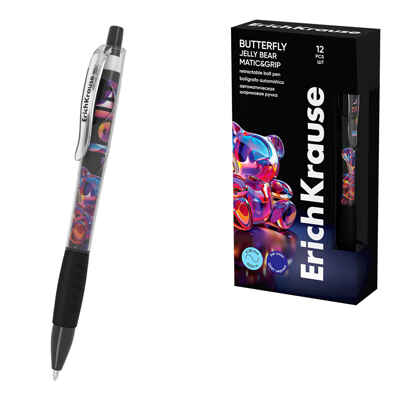 Ручка шариковая автоматическая Butterfly Matic&Grip Jelly Bear 0.7, Super Glide Tech, цвет чернил синий, арт. 63687, производитель ErichKrause® (Эрих Краузе), ISBN 404-1-48563-687-8№ 1