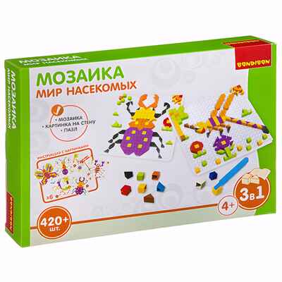 Логические, развивающие игры и игрушки Bondibon Мозаика Мир насекомых, 420 дет., арт. ВВ3031, производитель Bondibon (Бондибон), ISBN 489-5-13602-952-2№ 1