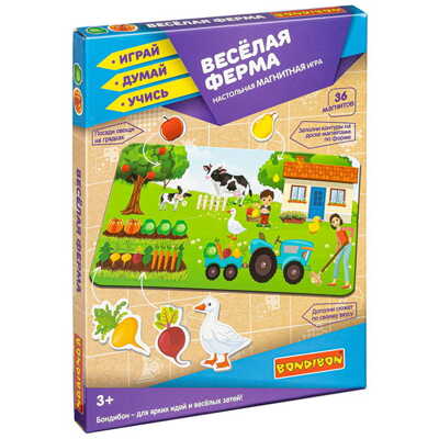 Магнитная игра Весёлая ферма 36 магнитов Играй Думай Учись , арт. ВВ4830, производитель Bondibon (Бондибон), ISBN 489-5-13604-848-6 № 1