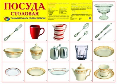 Демонстрационный плакат А2. Посуда столовая, производитель Сфера ТЦ , ISBN 978-5-99491-393-2, № 1