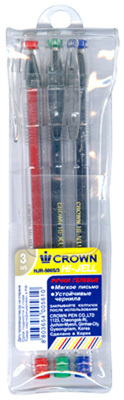 Набор ручек гел. HJR-500SET/3(EP) 3цв. 0,5мм европодв., со штр-к Crown (60/480), производитель CROWN (Кроун), ISBN 880-3-65400-561-0, № 1