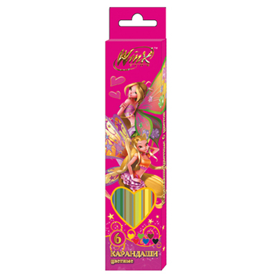 Карандаши Winx 6 цветов, карт.упаковка, арт.6630B6/WM, производитель СервисТорг, ISBN 693-9-18440-173-7, № 1