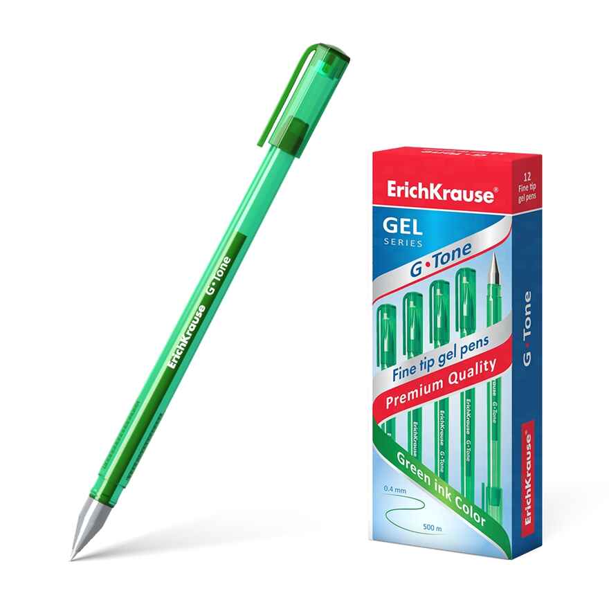 Ручка гелевая G-Tone, цвет чернил зеленый, арт. 39016, производитель ErichKrause® (Эрих Краузе), ISBN 404-1-48539-016-9, № 1