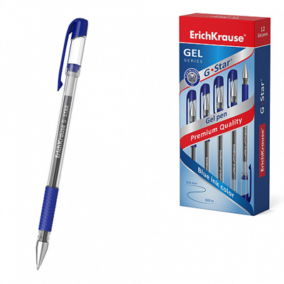 Ручка гелевая G-Star® Stick&Grip Classic 0.5, цвет чернил синий, арт. 54536, производитель ErichKrause® (Эрих Краузе), ISBN 404-1-48554-536-1№ 1