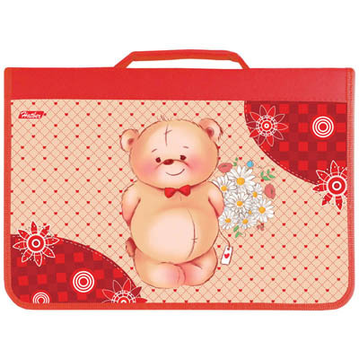 Папка для труда 1 отделение, А4, Lovely bear, картон, с ручкой, на молнии, производитель Hatber (Хатбер), ISBN 460-6-78217-578-1, № 1