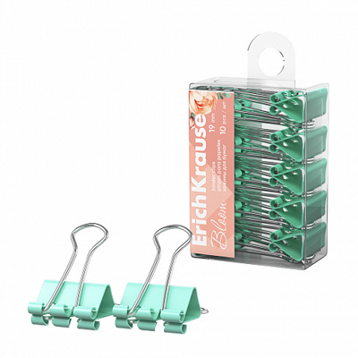 Зажимы для бумаг Pastel Bloom, 19 мм, Mint, мятный, арт. 62062, производитель ErichKrause® (Эрих Краузе), ISBN 404-1-48562-062-4№ 1
