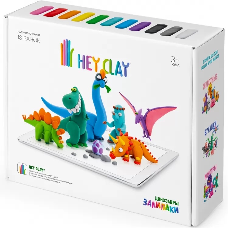 Легкий пластилин HEY CLAY Залипаки &quot;Динозавры&quot;, производитель Hey Clay, ISBN 489-7-10524-006-8, № 1