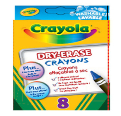 8 легко стираемых восковых мелков, производитель Crayola, ISBN 007-1-66209-852-0, № 1