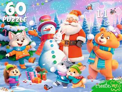 Пазлы 60 элементов. Веселый праздник, арт.П60-7597, производитель Рыжий кот, ISBN 467-0-15927-597-8№ 1