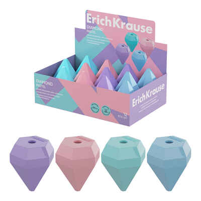 Точилка пластиковая Diamond, Pastel, с контейнером, ассорти, арт. 60055, производитель ErichKrause® (Эрих Краузе), ISBN 465-0-18460-055-6№ 1
