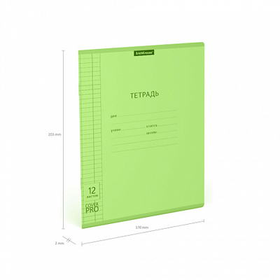 Тетрадь школьная ученическая Классика CoverPrо Neon fizzy, зеленый, А5+, 12 листов, клетка, арт. 56348, производитель ErichKrause® (Эрих Краузе), ISBN 460-1-92156-348-1№ 3