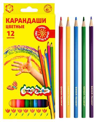 Каляка-Маляка Набор цветных карандашей 12 цветов, шестигранные с заточкой, арт. ККМ12, производитель ФАРМ, ISBN 460-2-72300-386-1№ 6