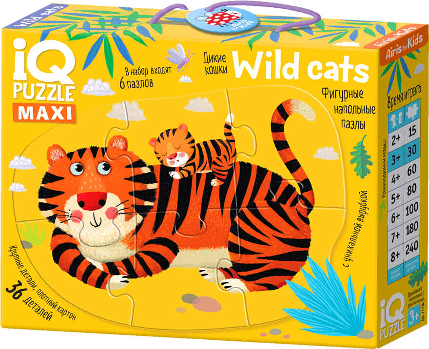 IQ Пазл Напольный  Дикие кошки (Wild cats) 3+, производитель Айрис-пресс , ISBN 978-5-81127-249-5, № 1