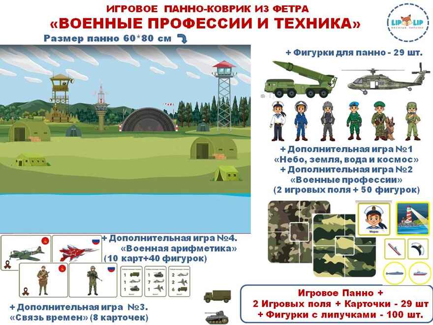 Военные профессии и транспорт. Панно, арт. LIP1121, производитель Веселые липучки LIP-LIP, ISBN 460-9-21800-083-1, № 1