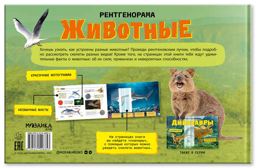 Животные (Рентгенорама), книги с подвижными элементами, производитель МОЗАИКА kids , ISBN 978-5-43154-685-3, № 11