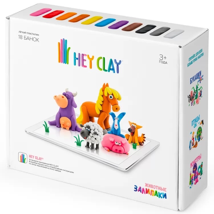 Легкий пластилин HEY CLAY Залипаки &quot;Животные&quot;, производитель Hey Clay, ISBN 489-7-10524-002-0, № 1