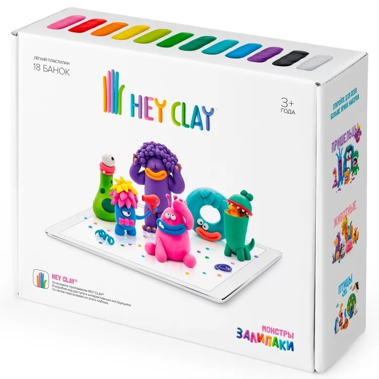 Легкий пластилин HEY CLAY Залипаки &quot;Монстры&quot;, производитель Hey Clay, ISBN 489-7-10524-004-4, № 1