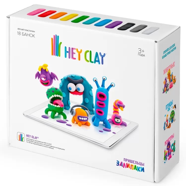 Легкий пластилин HEY CLAY Залипаки &quot;Пришельцы&quot;, производитель Hey Clay, ISBN 489-7-10524-001-3, № 1