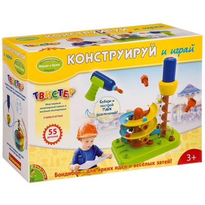 Французские опыты Науки с Буки BONDIBON, Твистер. Конструируй и играй, производитель Bondibon (Бондибон), ISBN 489-5-13603-835-7№ 1