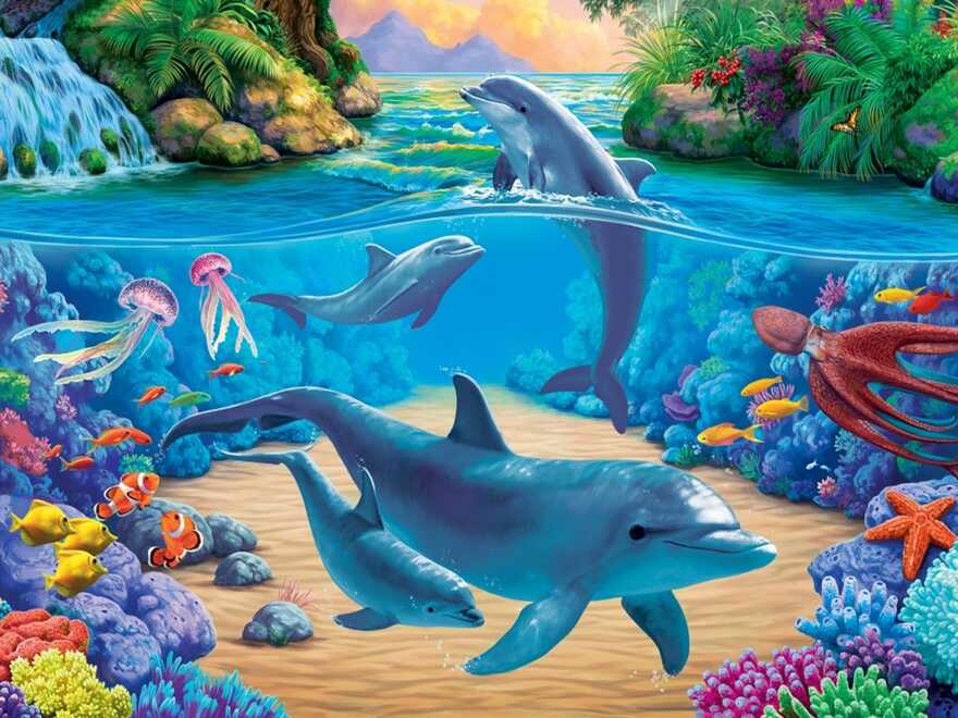 Мозаика алмазная "Морские обитатели ясным днем", 30*40 см, с подрамником, полная выкладка, производитель Рыжий кот, ISBN 461-0-14489-201-8, № 1