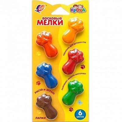 Набор восковых мелков Кроха Лапки6 цв., арт. 34С2254-08, производитель Луч, ISBN 460-1-18502-029-4№ 1