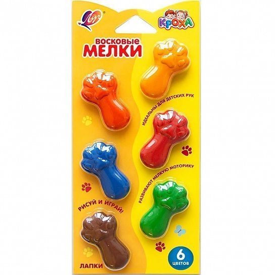 Набор восковых мелков Кроха Лапки6 цв., арт. 34С2254-08, производитель Луч, ISBN 460-1-18502-029-4, № 1