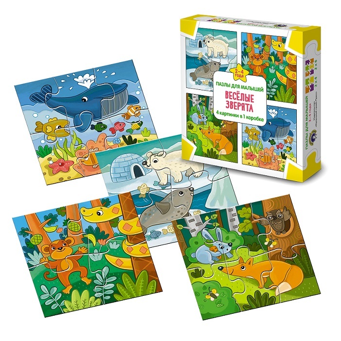 Пазл "Веселые зверята", производитель Маленький Гений-Пресс , ISBN 460-7-05409-158-7, № 1