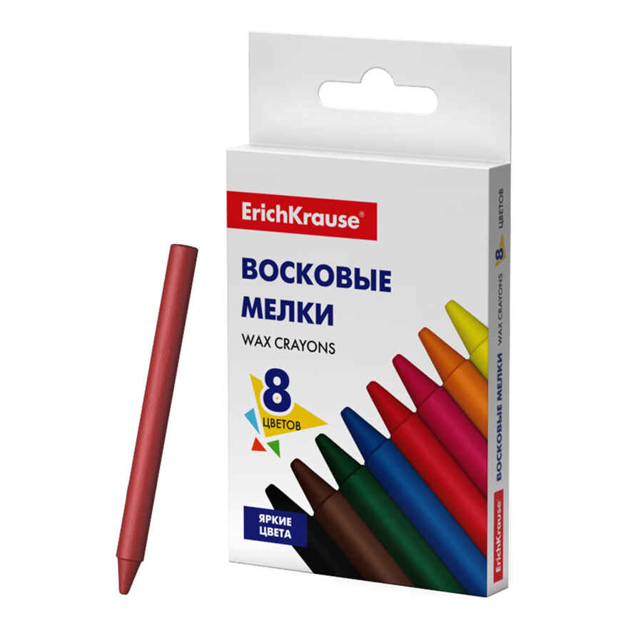 Восковые мелки 8 цветов, арт. 51563, производитель ErichKrause® (Эрих Краузе), ISBN 404-1-48551-563-0, № 1