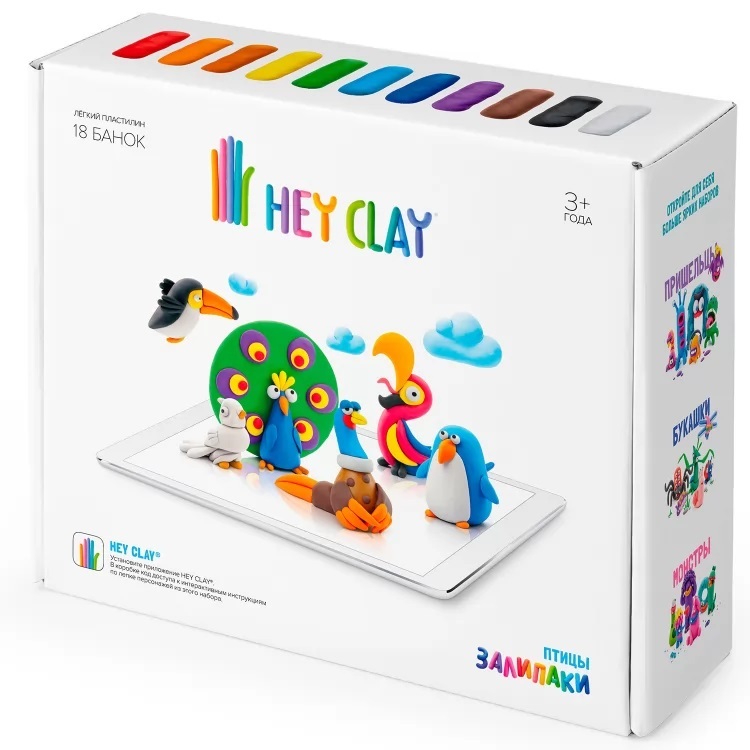 Легкий пластилин HEY CLAY Залипаки &quot;Птицы&quot;, производитель Hey Clay, ISBN 489-7-10524-003-7, № 1