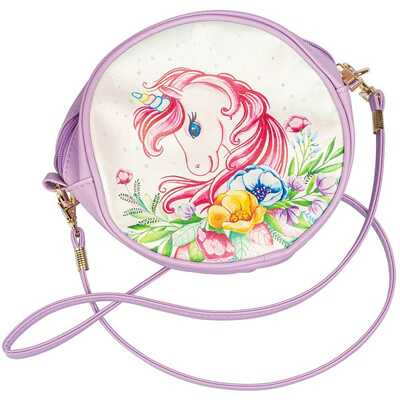 Сумочка Сказочный единорог круглая из искусственной кожи 18х7 см , арт. ВВ4906, производитель Bondibon (Бондибон), ISBN 489-5-13604-885-1№ 1