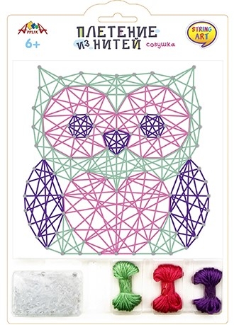 Набор для творчества. Плетение из нитей String Art &quot;Совушка&quot;, арт. С9637-04, производитель Апплика, ISBN 461-0-12185-452-7№ 1