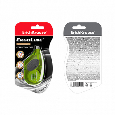 Корректирующая лента ErgoLine, с резиновой вставкой, 5мм х 8м, салатовый, арт. 53199, производитель ErichKrause® (Эрих Краузе), ISBN 404-1-48553-199-9№ 4