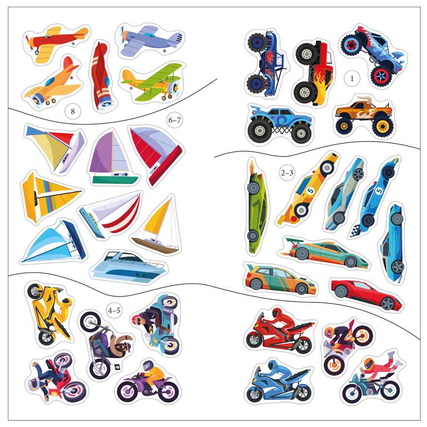 Крутые гонки (Транспорт с наклейками), книга с наклейками, производитель МОЗАИКА kids , ISBN 978-5-43154-638-9, № 2