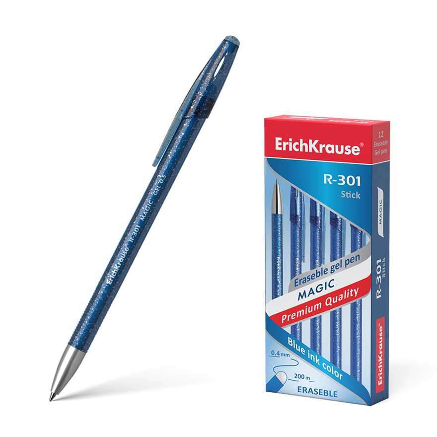Ручка гелевая сo стираемыми чернилами ErichKrause® R-301 Magic Gel 0.5, цвет чернил синий, арт 45211, производитель ErichKrause® (Эрих Краузе), ISBN 404-1-48545-211-9, № 1