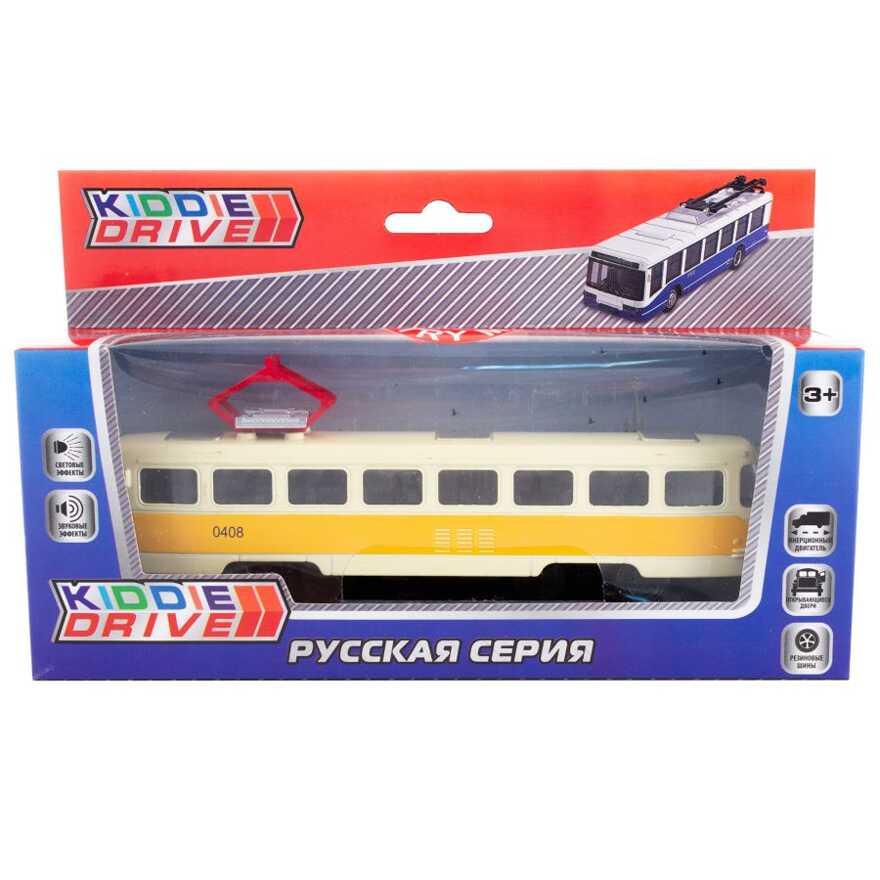 Общественный транспорт KiddieDrive, желтый инерционный механизм, свет/звук, арт. 1901013_3, производитель KiddieDrive, ISBN 460-7-80753-583-2, № 1