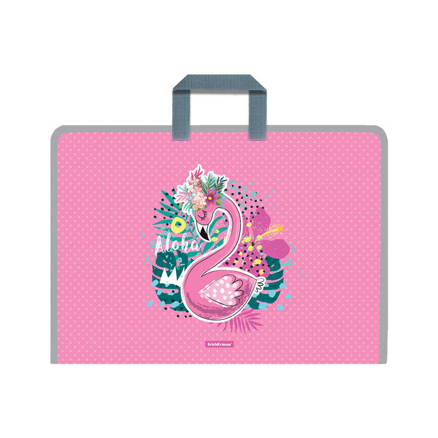 Папка на молнии пластиковая с ручками Rose Flamingo, А3, арт. 52853, производитель ErichKrause® (Эрих Краузе), ISBN 465-0-18452-853-9, № 1