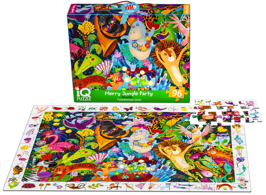 IQ Пазл с развивающей игрой 96 эл. Весёлая вечеринка в джунглях 6+ (new), производитель Айрис-пресс , ISBN 465-0-38821-082-7, № 5