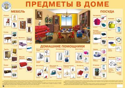 Предметы в доме. Плакат для детей серии Мир вокруг меня, производитель Маленький Гений-Пресс , ISBN 460-7-05409-012-2, № 1