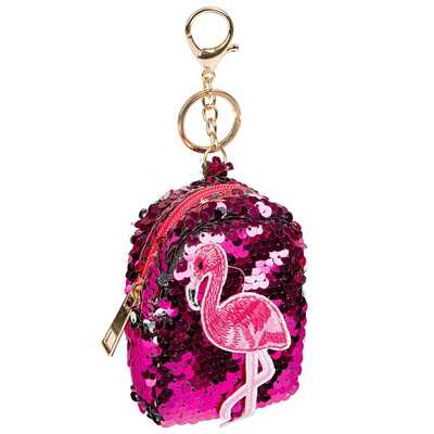Сумочка-брелок Фламинго с пайетками 10х8 см , арт. ВВ4917, производитель Bondibon (Бондибон), ISBN 489-5-13604-884-4 № 1