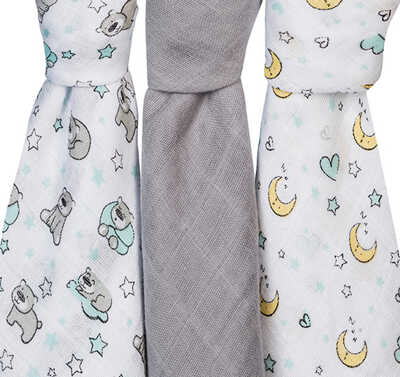 Набор пеленок 3шт. в уп. (серый), арт.348/01, производитель Babyono, ISBN 590-1-43540-795-0№ 3