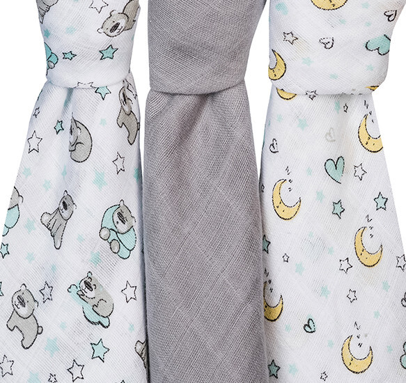 Набор пеленок 3шт. в уп. (серый), арт.348/01, производитель Babyono, ISBN 590-1-43540-795-0, № 3