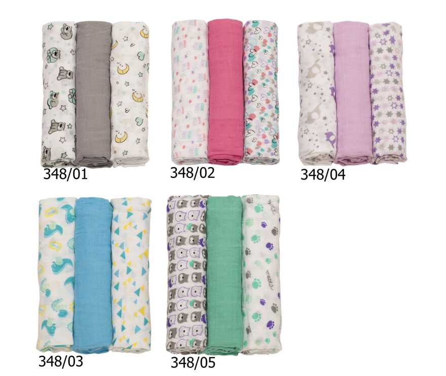 Набор пеленок 3шт. в уп. (серый), арт.348/01, производитель Babyono, ISBN 590-1-43540-795-0, № 9